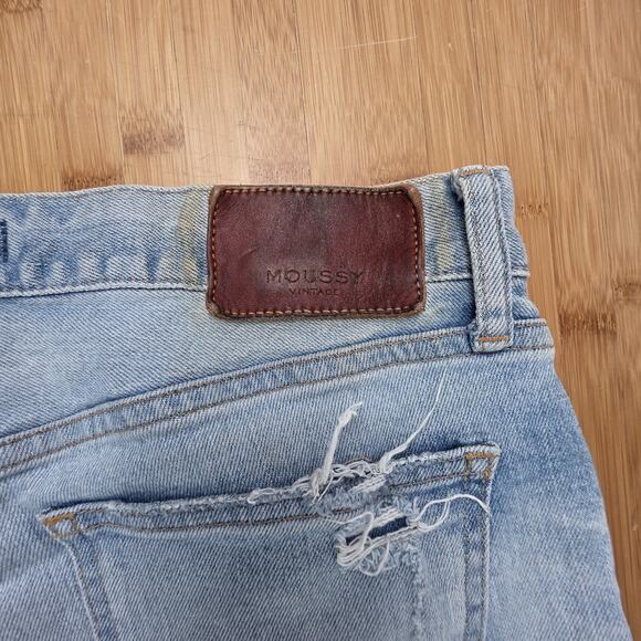 Moussy Vintage Jeans Size 28 Blue Skinny Distressed Raw Hem Japan Preppy Denim - Picture 7 of 8